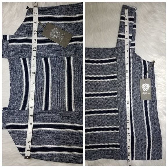 NWT|Vince Camuto Blue Striped Knit Sleeveless Tank Top, MEDIUM - Picture 3 of 4